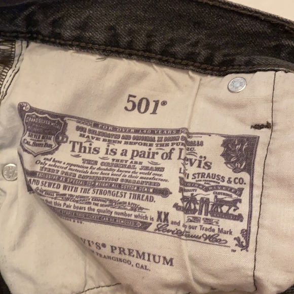 Levi’s 501 High Waisted Denim Shorts | Distressed, Black - Picture 4 of 5